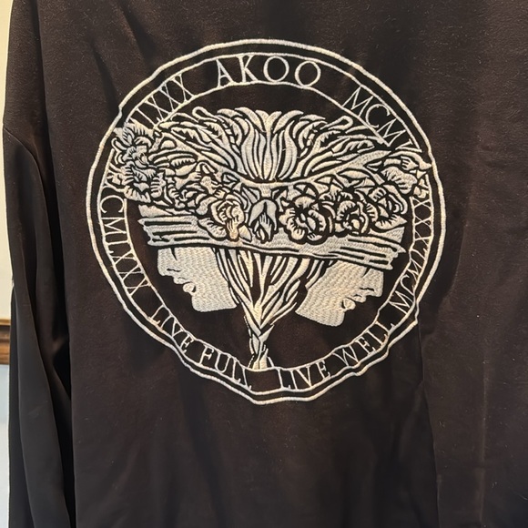 AKOO vintage black full zip Embroidered varsity Jacket sweatshirt EUC XXXL - Picture 10 of 13